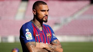 Soccer Football - FC Barcelona presents new signing Kevin-Prince Boateng - Camp Nou, Barcelona, Spain - January 22, 2019 FC Barcelona's Kevin-Prince Boateng during the presentation REUTERS/Albert Gea