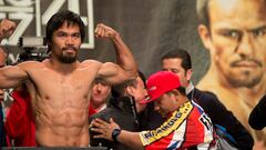 Manny Pacquiao en el pesaje para la pelea contra Juan Manuel Márquez IV.