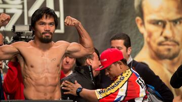 Manny Pacquiao en el pesaje para la pelea contra Juan Manuel Márquez IV.