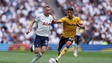 LONDON, ENGLAND - AUGUST 20: Dejan Kulusevski of Tottenham Hotspur in action during the Premier League match between Tottenham Hotspur and Wolverhampton Wanderers at Tottenham Hotspur Stadium on August 20, 2022 in London, England. (Photo by Tottenham Hotspur FC/Tottenham Hotspur FC via Getty Images)