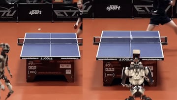 La recreación de una partida de ping pong entre un robot y un humano