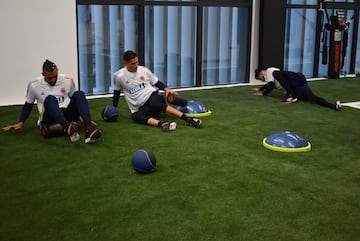 Álvaro Montero, Camilo Vargas y Aldair Quintana estuvieron haciendo trabajo físico y de reacción en el hotel donde están concentrando y esperando desde este martes comenzar los entrenamientos con el resto del grupo y Éder Chaux, último arquero convocado ante la baja de David Ospina.