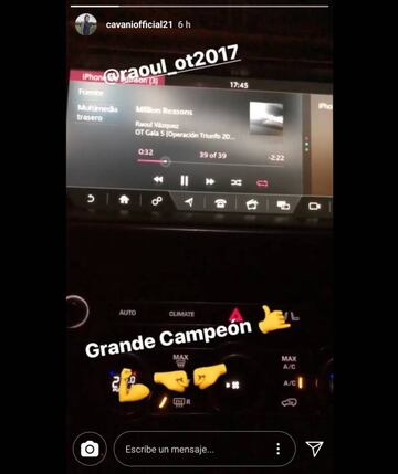 El mensaje de Cavani a Raoul V&aacute;zquez, mientras escucha su canci&oacute;n