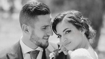 El futbolista Koke Resurrección con Beatriz Espejel el día de su boda, 26 de mayo de 2018