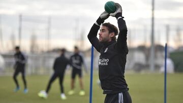 Caro, en su primer entrenamiento tras haber vuelto al Real Valladolid.