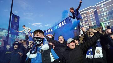 Los aficionados del Chelsea se manifestaron contra la Superliga.