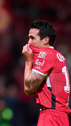 Luan Garcia celebrates his goal 1-0 of Toluca during the final second leg match between Toluca and America as part of the Liga BBVA MX, Torneo Clausura 2025 at Nemesio Diez Stadium on May 25, 2025 in Toluca, Estado de Mexico, Mexico.