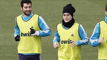 Albiol y Callej&oacute;n entrenando cuando estaban en el Madrid
 