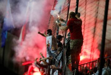 Soccer Football - Champions League - NK Maribor vs Spartak Moscow - Ljudski vrt, Maribor, Slovenia - September 13, 2017 Spartak Moscow fans watch on from the stands