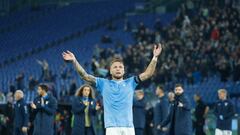 Soccer Football - Champions League - Group E - Lazio v Feyenoord - Stadio Olimpico, Rome, Italy - November 7, 2023 Lazio's Ciro Immobile celebrates scoring their first goal REUTERS/Remo Casilli