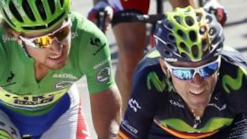 Peter Sagan y Alejandro Valverde en la llegada a Vejer de la Frontera.