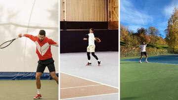 Novak Djokoovic, Rafa Nadal y Roger Federer entrenan durante su preparación para la temporada 2021.