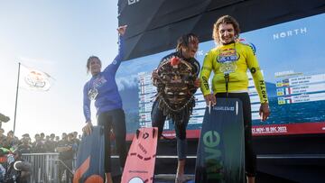 (L-R) Jeremy Burlando, Andrea Principi & Lorenzo Casati seen during Red Bull King Of The Air in Cape Town, South Africa on December 5, 2023.