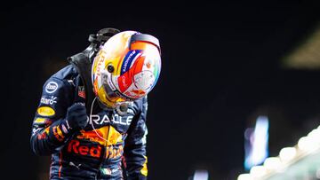 JEDDAH, SAUDI ARABIA - MARCH 26: Pole position qualifier Sergio Perez of Mexico and Oracle Red Bull Racing celebrates in parc ferme during qualifying ahead of the F1 Grand Prix of Saudi Arabia at the Jeddah Corniche Circuit on March 26, 2022 in Jeddah, Saudi Arabia. (Photo by Dan Istitene - Formula 1/Formula 1 via Getty Images)