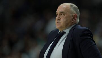 Pablo Laso, durante el partido de la Euroliga que ha enfrentado al Real Madrid y al Anadolu Efesa