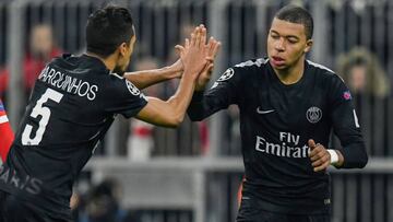 Mbapp&eacute; celebra su gol ante el Bayern. 