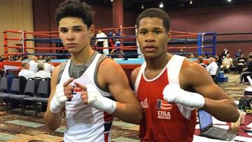 Ryan García y Devin Haney en un combate de boxeo amateur.