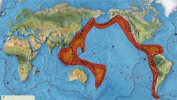 Dónde está el Cinturón de Fuego del Pacífico, el lugar en el que se producen el 90% de los terremotos de la Tierra