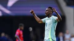  Julian Quinones celebrates his goal 0-2 of Mexico during the Semifinals match between Panama and Mexico (Mexican National Team) as part of the 2024 Concacaf Nations League, at AT-T Stadium, Arlington, Texas, on March 21, 2024.