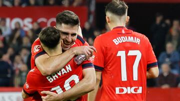 Osasuna celebra el primer gol del partido ante el Sevilla.