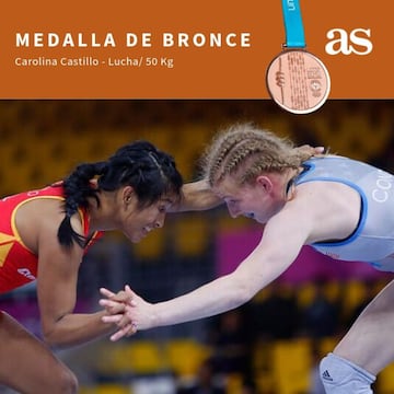 Carolina Castillo se quedó con la medalla de bronce en la categoría de los 50 kilógramos. 