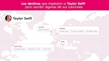 Taylor Swift: as es el mapa de las ciudades que inspiran sus canciones