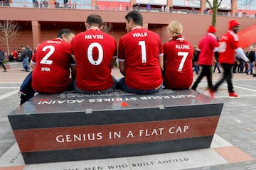 Liverpool fans outside the stadium before the match.