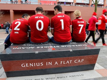 Liverpool fans outside the stadium before the match.