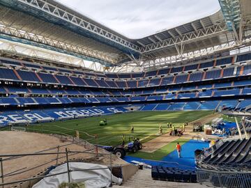 El nuevo césped, que ha sustituido al que llegó estropeado de Extremadura, viene de Arévalo y 'debuta' este domingo.