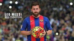 Reza Parastesh, el &#039;doble iran&iacute; de Leo Messi&#039;, posando con la camiseta del FC Barcelona y con un bal&oacute;n en las manos.