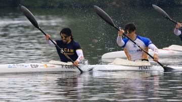 Francisco Cubelos e Íñigo Pena, durante la prueba de K2 1.000 del selectivo nacional en Trasona.