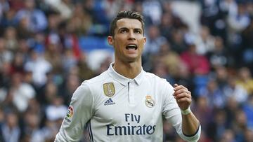 Real Madrid's Cristiano Ronaldo reacts during the match against Espanyol.