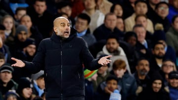 Pep Guardiola, entrenador del Manchester City, durante un partido.