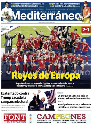 Invencibles, Reyes de Europa... Las portadas del triunfo de España en la Euro