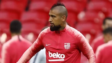 Arturo Vidal, durante un entrenamiento en Champions. 