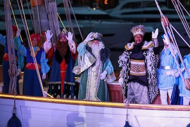 Melchor, Gaspar y Baltasar llegaron por primera vez en un llaüt tradicional mallorquín, ‘La Balear’, que este año celebra su centenario.