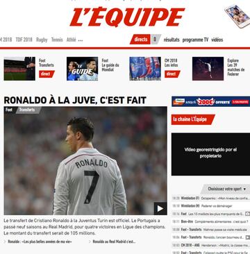 Así ha reaccionado la prensa mundial al fichaje de Cristiano