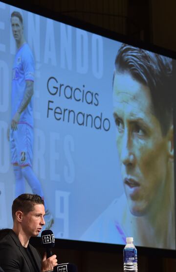 Fernando Torres tras 18 a?os anunci¨® su retira en un rueda de prensa ofrecida en Tokyo. "Ha llegado el momento de poner punto y final a mi carrera" dijo el delantero fuenlabre?o.