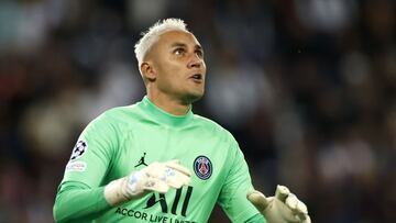 Soccer Football - Champions League - Group A - Paris St Germain v RB Leipzig - Parc des Princes, Paris, France - October 19, 2021 Paris St Germain&#039;s Keylor Navas in action REUTERS/Christian Hartmann