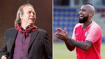 Im&aacute;genes de Joan Manuel Serrat durante un concierto y de Arturo Vidal en un entrenamiento con el FC Barcelona.