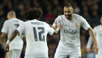 Benzema and Marcelo celebrate drawing level with Barcelona