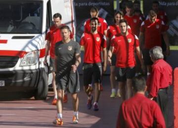 El entrenamiento del Barcelona y del Atlético