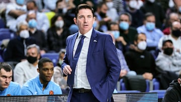 Xavi Pascual, coach of Zenit St Petersburg reacts during the Turkish Airlines EuroLeague match between Real Madrid and Zenit St Petersburg at Wizink Center on February 04, 2022 in Madrid, Spain.