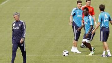 Último entrenamiento del Madrid antes de enfrentarse al Málaga.