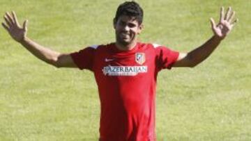 A PUNTO. Diego Costa, en un entrenamiento con el Atlético.