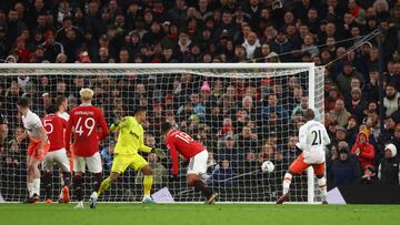 Soccer Football - FA Cup - Fifth Round - Manchester United v West Ham United - Old Trafford, Manchester, Britain - March 1, 2023 Manchester United's Casemiro scores their first goal before it is disallowed after a VAR review REUTERS/Carl Recine
