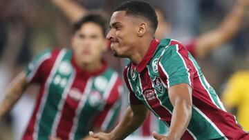 Marcos Paulo, próximo jugador del Atlético, celebra un gol con Fluminense.