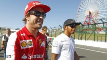 Alonso, junto a Hamilton antes de la carrera. 
