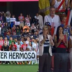 Jenni Hermoso, en el palco del Atleti, muy ovacionada