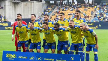El once del Cádiz CF frente al Málaga en la tarde de hoy.